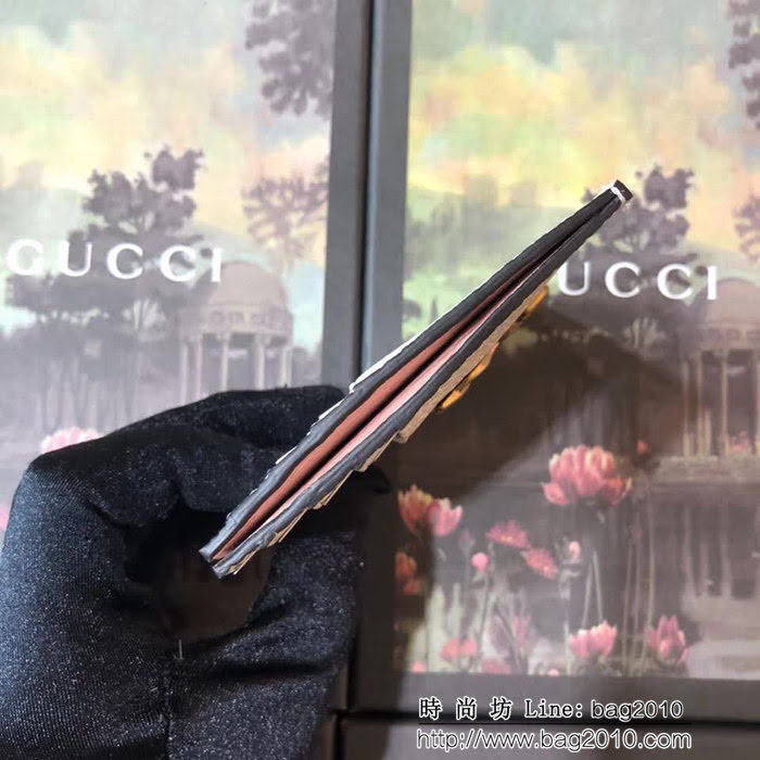 GUCCI古馳 頂級原單 早秋新品 雙色牛皮 女士卡片夾 524305 白配粉 WTG2066